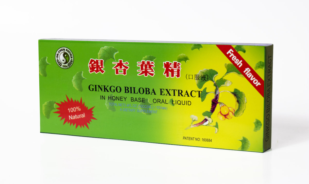 Ginkgo ampoules.  Food supplement with Ginkgo Biloba leaf extract 100 ml (10ml x 10)