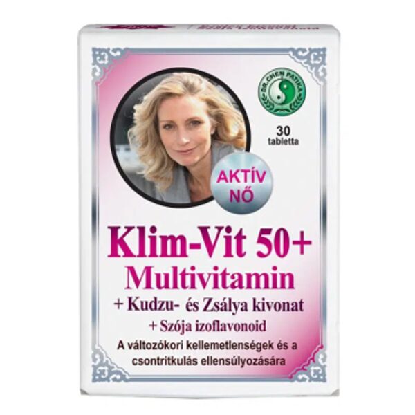 Klim-Vit 50+Uztura bagātinātājs Multivitamīnu tabletes ar kudzu un salvijas ekstraktiem un sojas izoflavonoīdiem